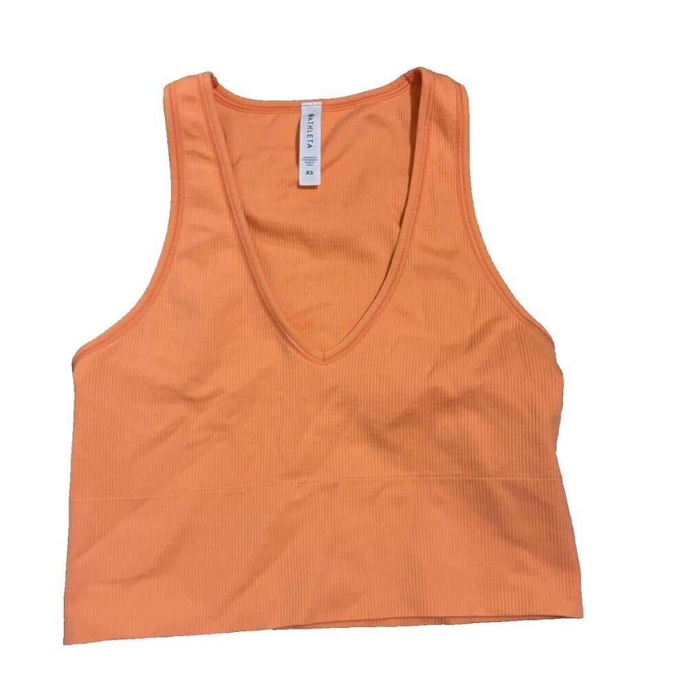 Athleta Aurora Seamless Crop Ribbed Tank Orange - Women's Size XS - Picture 2 of 5